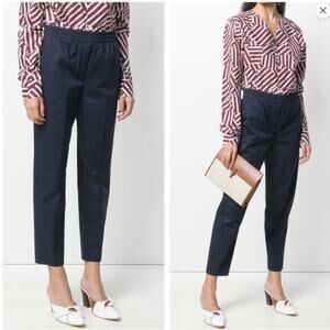 THEORY Easy Trouser Classic Chinos Size Medium Navy Blue Casual Tapered Crop